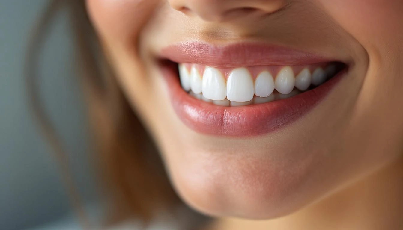 Sorriso saudável com cor natural restaurada após profilaxia profissional